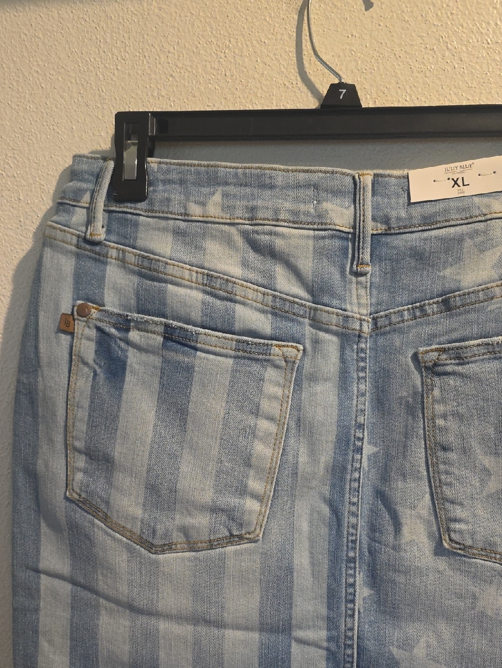 Judy Blue High Rise Medium Wash Stars and Stripes Denim Skirt - Picture 9 of 10